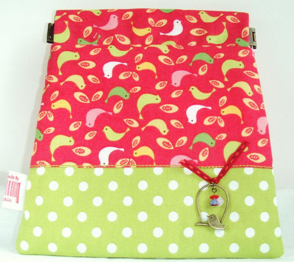 Pink And Green Birds Purse - Flexible Opening - Exclusive Charm